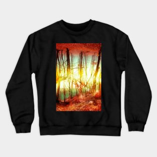 Endless Forest autumn forest red leaves optical illusion golden time Crewneck Sweatshirt